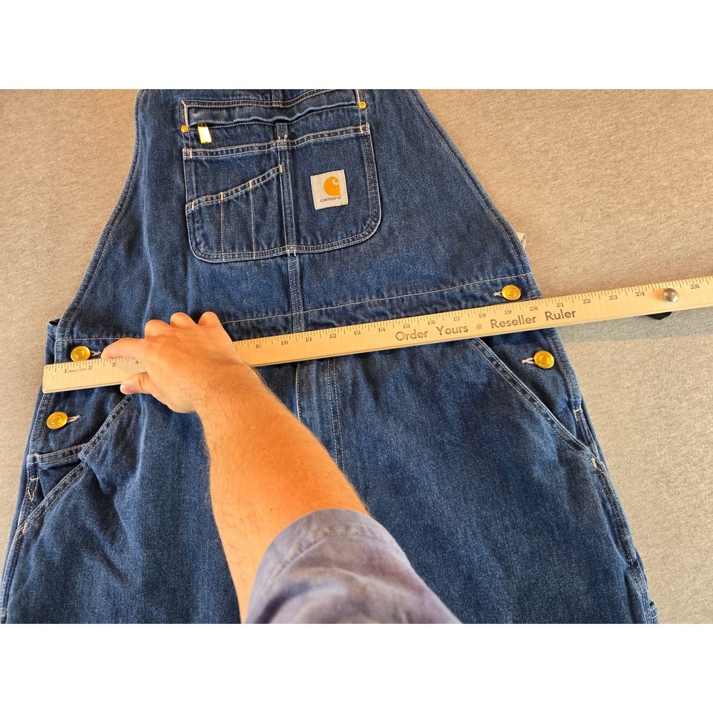 Carhartt Loose Fit Denim Bib Overalls Mens 38x34 Blue OR4672-M Workwear Rugged - Picture 11 of 15